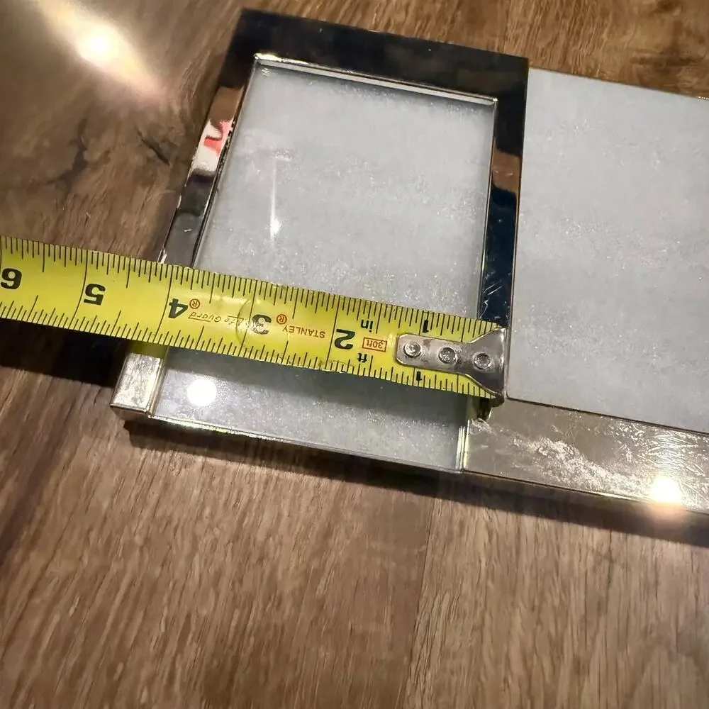 Vintage Chrome Art Deco MCM Style Picture Frame Double 4x6 Size Standing Decor